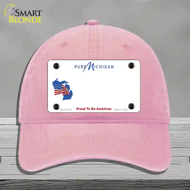 Pure Michigan Proud To Be American Novelty License Plate Hat Unconstructed Cotton / Pink