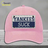 Yankees Suck Novelty License Plate Hat Unconstructed Cotton / Pink