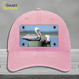 Pelican Two On Pier Novelty License Plate Hat Unconstructed Cotton / Pink