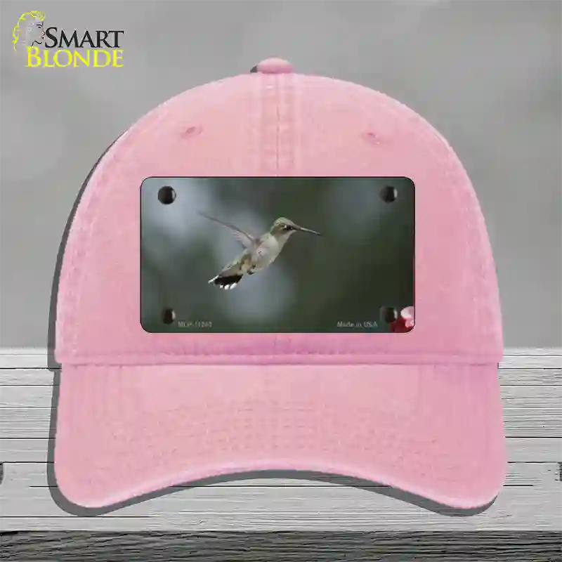 Hummingbird In Flight Novelty License Plate Hat Unconstructed Cotton / Pink