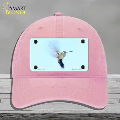 Hummingbird In Flight, Blue Novelty License Plate Hat Unconstructed Cotton / Pink