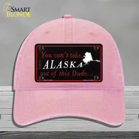 Alaska Dude Novelty License Plate Hat Unconstructed Cotton / Pink