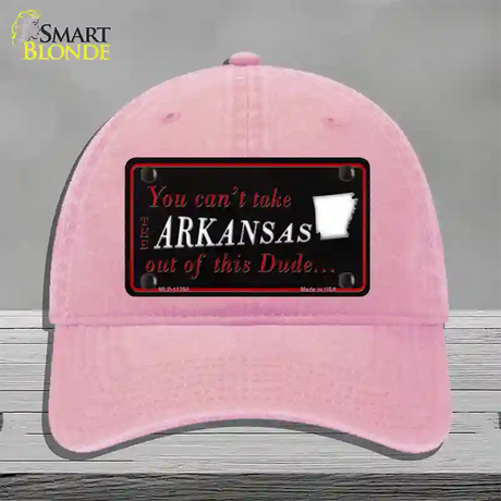 Arkansas Dude Novelty License Plate Hat Unconstructed Cotton / Pink