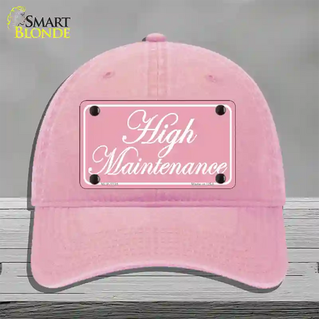 High Maintenance Novelty License Plate Hat Unconstructed Cotton / Pink