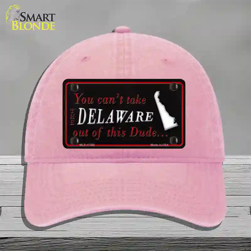 Delaware Dude Novelty License Plate Hat Unconstructed Cotton / Pink