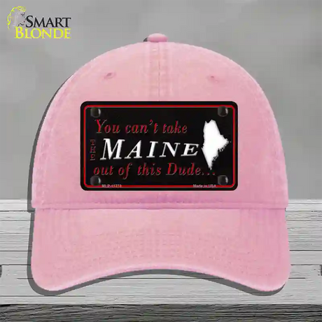 Maine Dude Novelty License Plate Hat Unconstructed Cotton / Pink