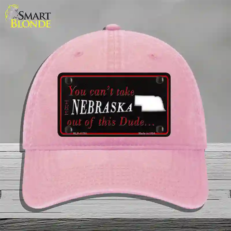 Nebraska Dude Novelty License Plate Hat Unconstructed Cotton / Pink