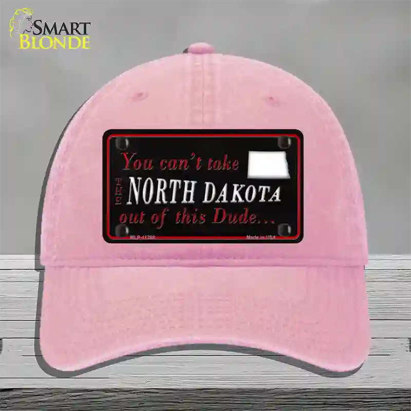 North Dakota Dude Novelty License Plate Hat Unconstructed Cotton / Pink