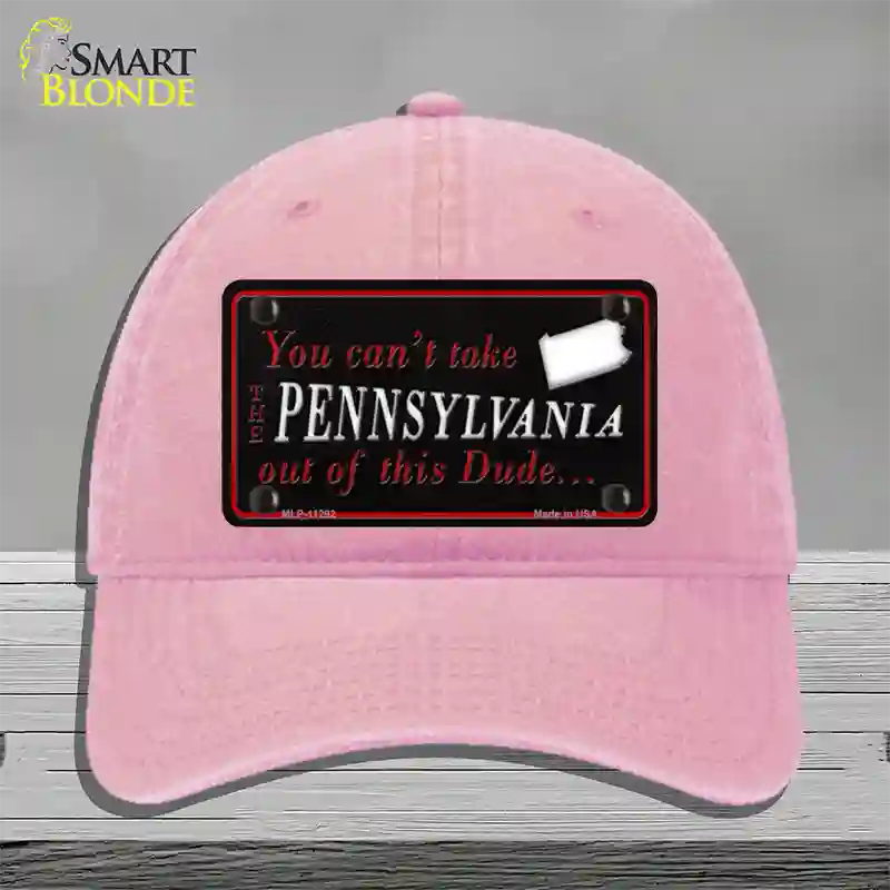 Pennsylvania Dude Novelty License Plate Hat Unconstructed Cotton / Pink