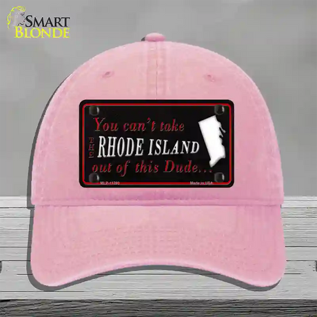 Rhode Island Dude Novelty License Plate Hat Unconstructed Cotton / Pink