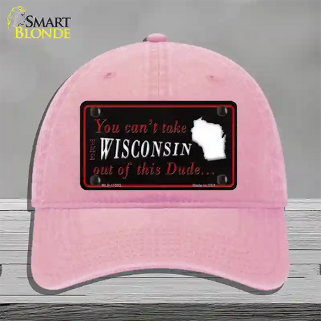 Wisconsin Dude Novelty License Plate Hat Unconstructed Cotton / Pink