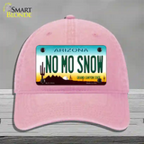 No Mo Snow Novelty License Plate Hat Unconstructed Cotton / Pink