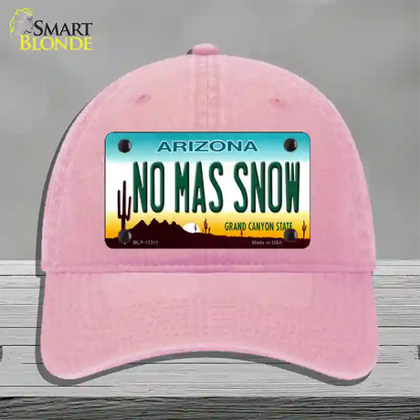 No Mas Snow Novelty License Plate Hat Unconstructed Cotton / Pink