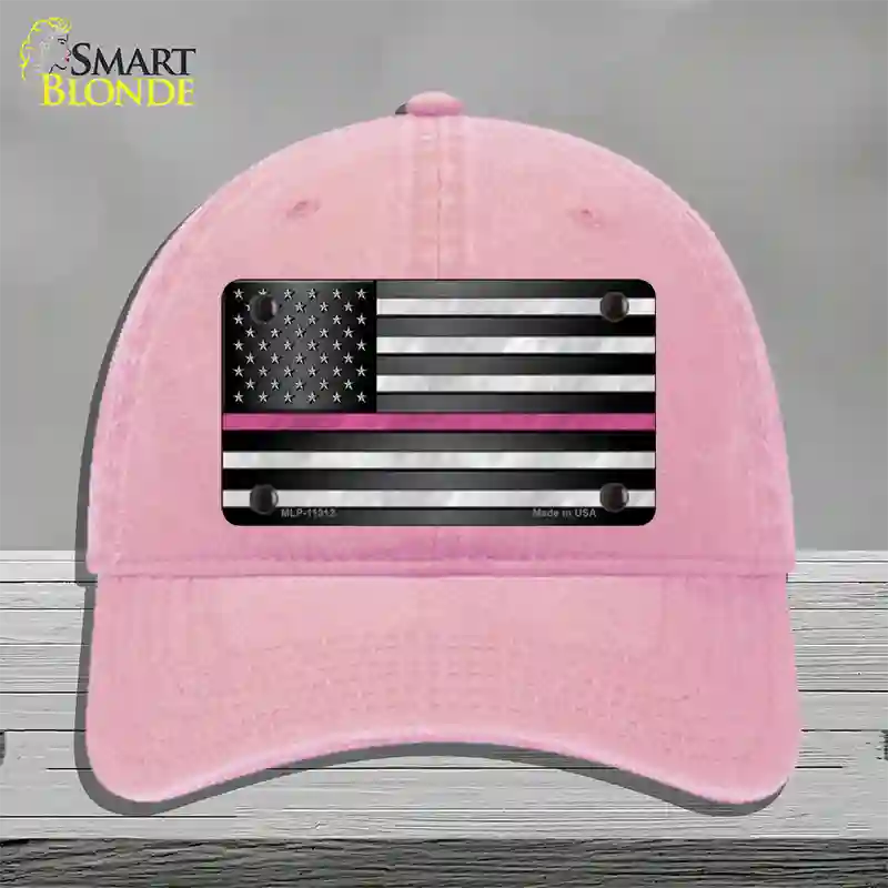 Thin Pink Line Novelty License Plate Hat Unconstructed Cotton / Pink