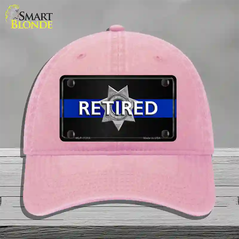 Thin Blue Line Retired Police Novelty License Plate Hat Unconstructed Cotton / Pink