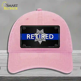 Thin Blue Line Retired Police Novelty License Plate Hat Unconstructed Cotton / Pink