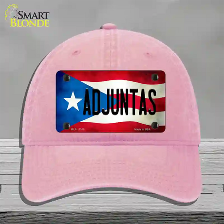 Adjuntas Puerto Rico Flag Novelty License Plate Hat Unconstructed Cotton / Pink