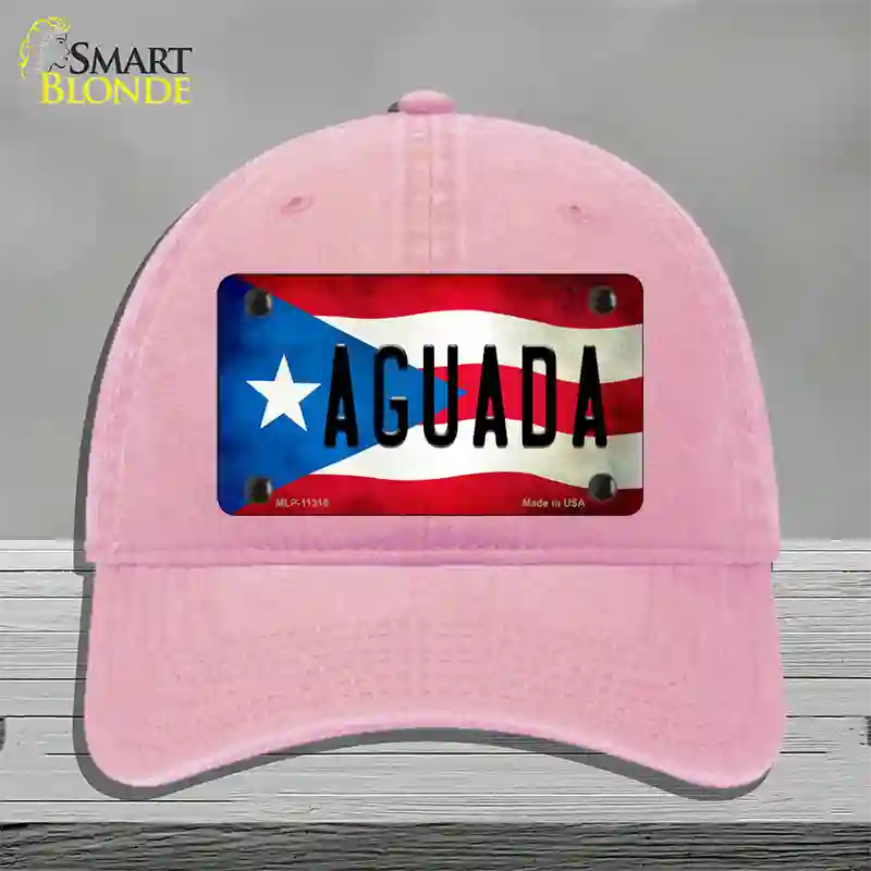 Aguada Puerto Rico Flag Novelty License Plate Hat Unconstructed Cotton / Pink