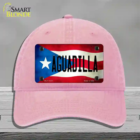 Aguadilla Puerto Rico Flag Novelty License Plate Hat Unconstructed Cotton / Pink