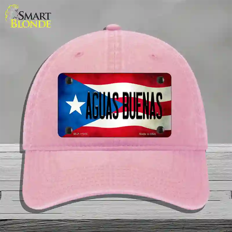 Aguas Buenas Puerto Rico Flag Novelty License Plate Hat Unconstructed Cotton / Pink