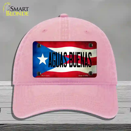 Aguas Buenas Puerto Rico Flag Novelty License Plate Hat Unconstructed Cotton / Pink