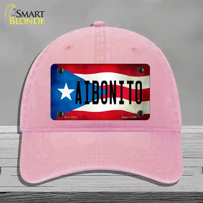 Aibonito Puerto Rico Flag Novelty License Plate Hat Unconstructed Cotton / Pink