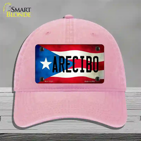 Arecibo Puerto Rico Flag Novelty License Plate Hat Unconstructed Cotton / Pink