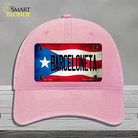 Barceloneta Puerto Rico Flag Novelty License Plate Hat Unconstructed Cotton / Pink