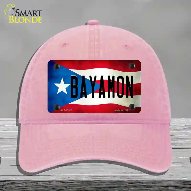 Bayamon Puerto Rico Flag Novelty License Plate Hat Unconstructed Cotton / Pink