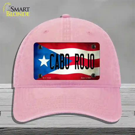 Cabo Rojo Puerto Rico Flag Novelty License Plate Hat Unconstructed Cotton / Pink