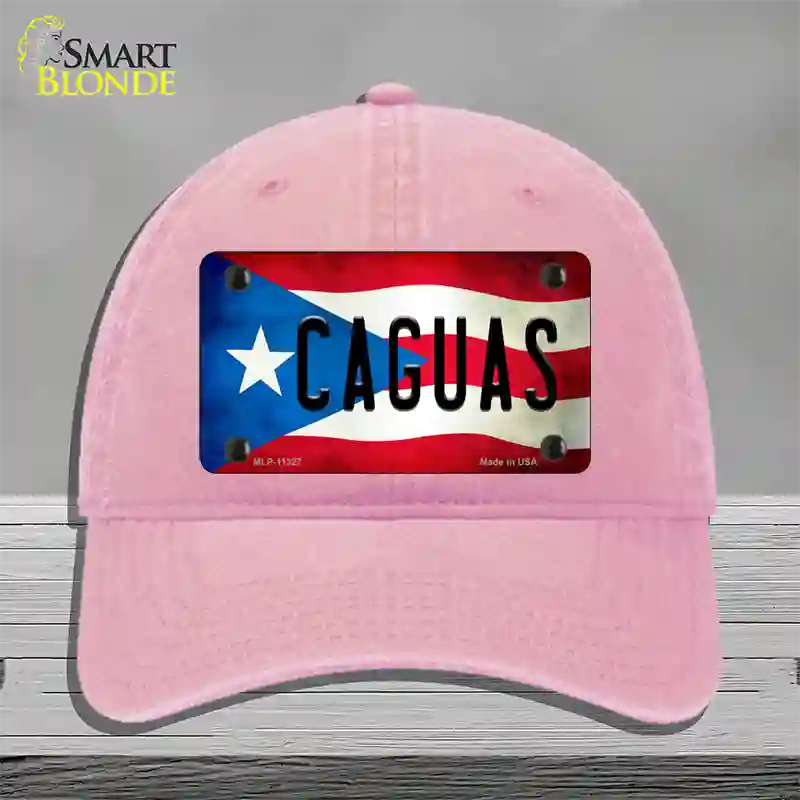 Caguas Puerto Rico Flag Novelty License Plate Hat Unconstructed Cotton / Pink