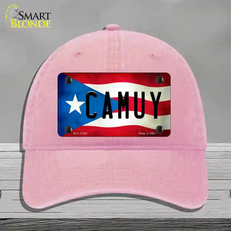 Camuy Puerto Rico Flag Novelty License Plate Hat Unconstructed Cotton / Pink