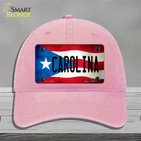 Carolina Puerto Rico Flag Novelty License Plate Hat Unconstructed Cotton / Pink