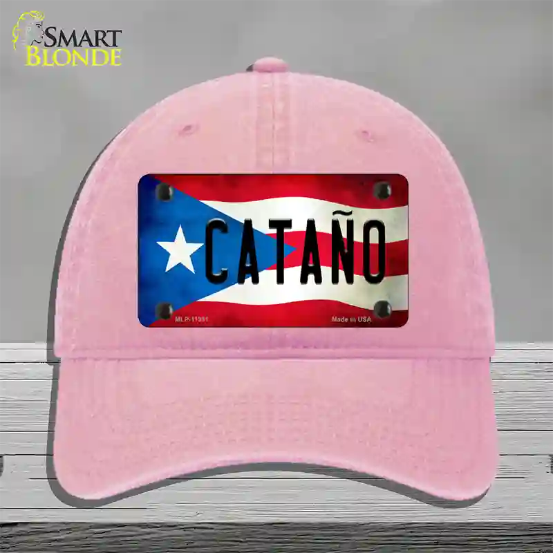 Catano Puerto Rico Flag Novelty License Plate Hat Unconstructed Cotton / Pink