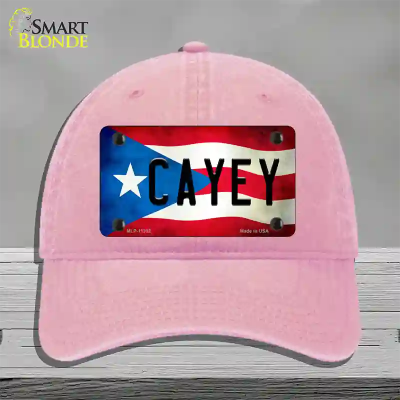 Cayey Puerto Rico Flag Novelty License Plate Hat Unconstructed Cotton / Pink