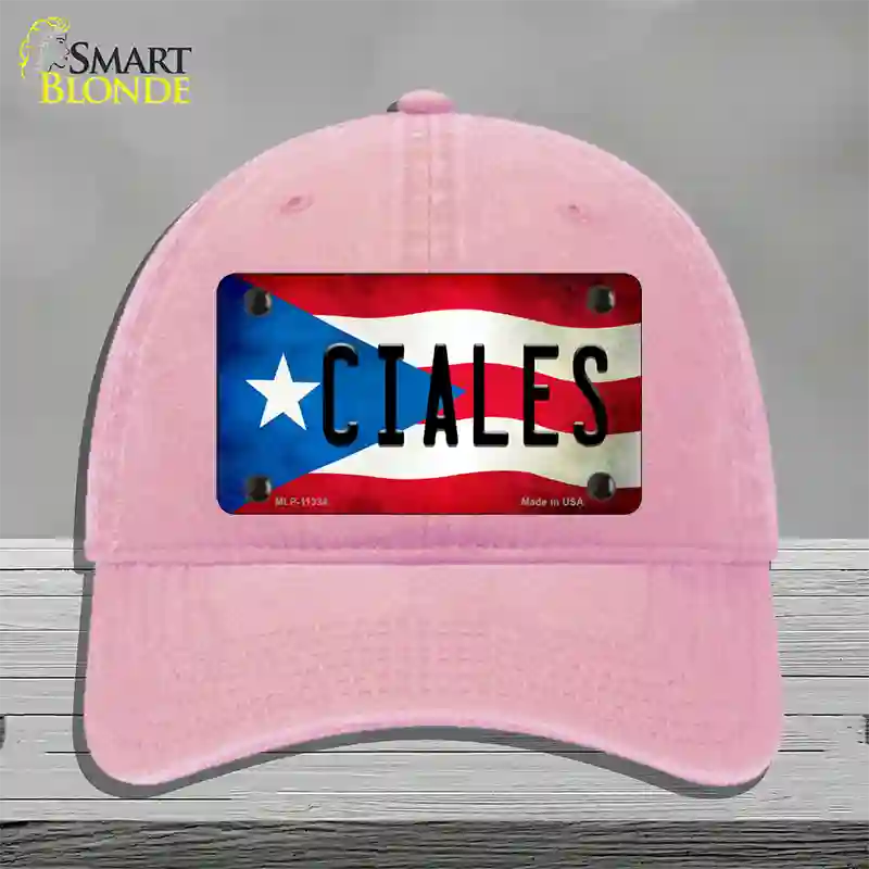 Ciales Puerto Rico Flag Novelty License Plate Hat Unconstructed Cotton / Pink