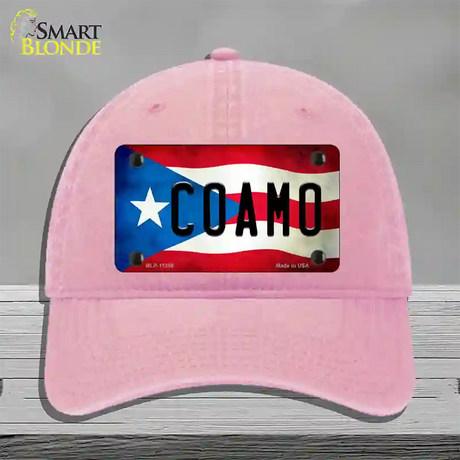 Coamo Puerto Rico Flag Novelty License Plate Hat Unconstructed Cotton / Pink