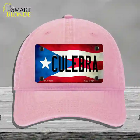 Culebra Puerto Rico Flag Novelty License Plate Hat Unconstructed Cotton / Pink