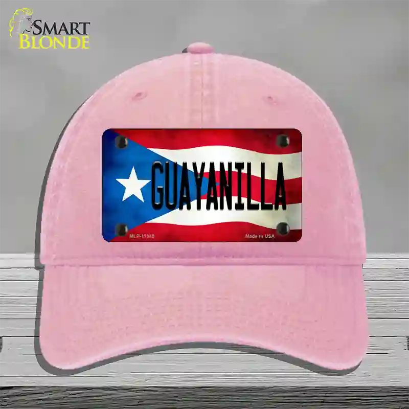 Guayanilla Puerto Rico Flag Novelty License Plate Hat Unconstructed Cotton / Pink