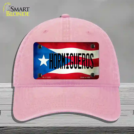 Hormigueros Puerto Rico Flag Novelty License Plate Hat Unconstructed Cotton / Pink