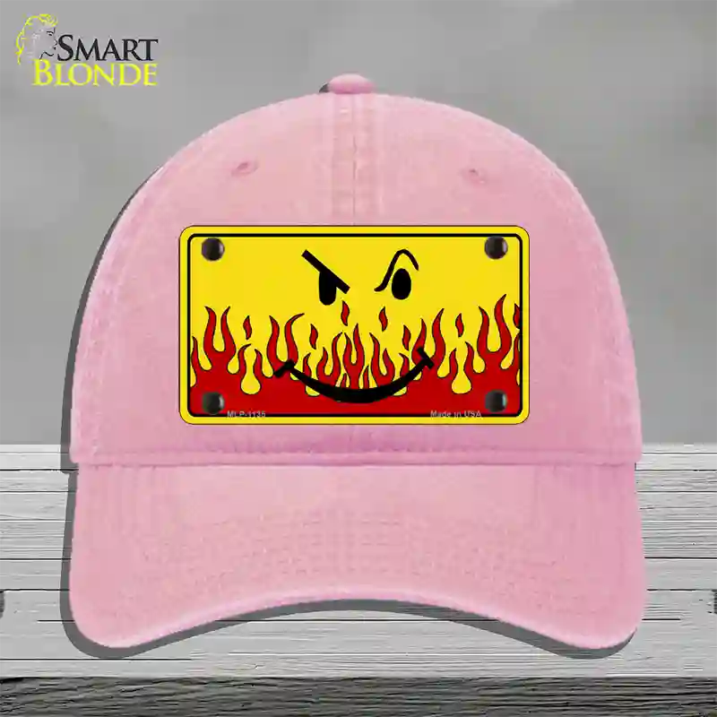 Smiley Flame Novelty License Plate Hat Unconstructed Cotton / Pink