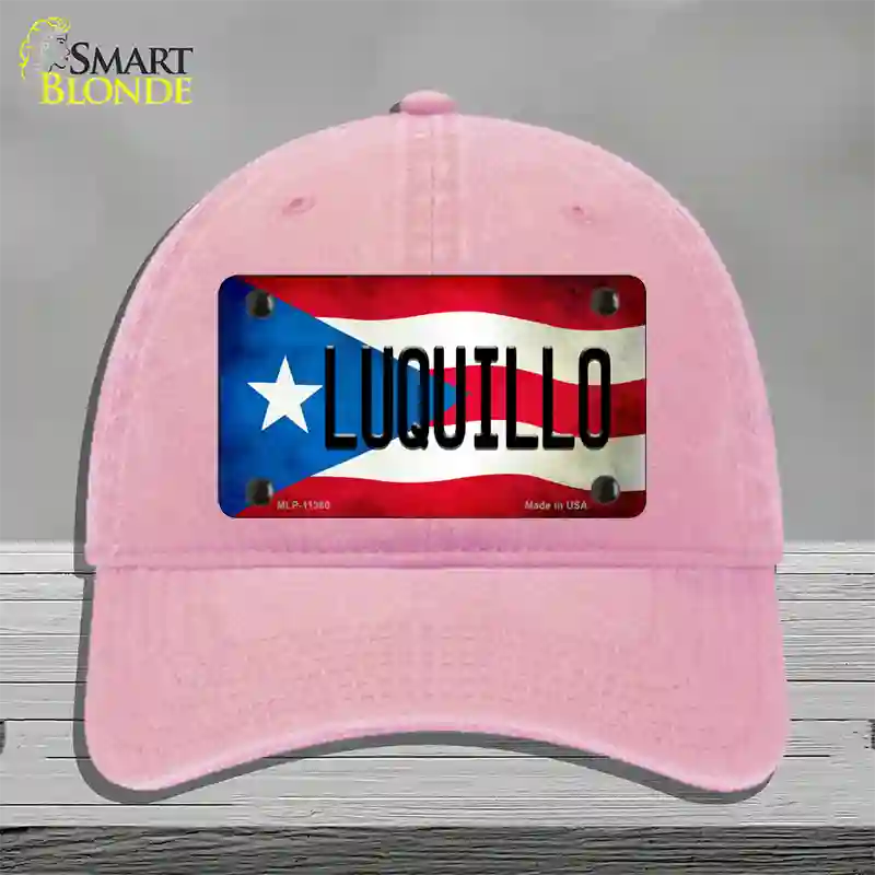 Luquillo Puerto Rico Flag Novelty License Plate Hat Unconstructed Cotton / Pink