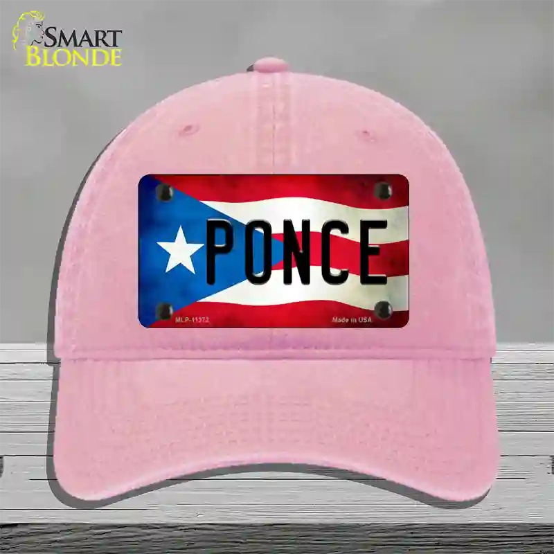 Ponce Puerto Rico Flag Novelty License Plate Hat Unconstructed Cotton / Pink