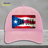 San Juan Puerto Rico Flag Novelty License Plate Hat Unconstructed Cotton / Pink