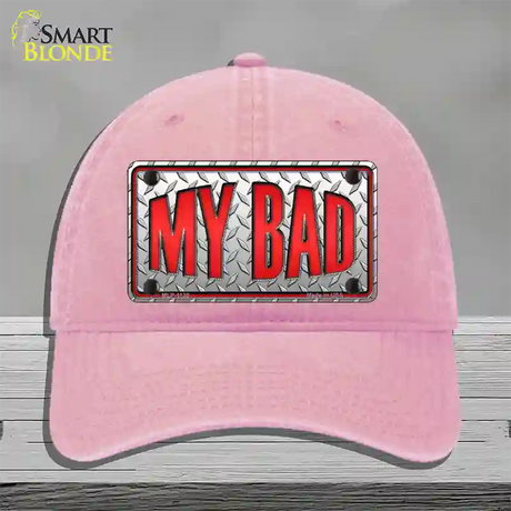 My Bad Novelty License Plate Hat Unconstructed Cotton / Pink