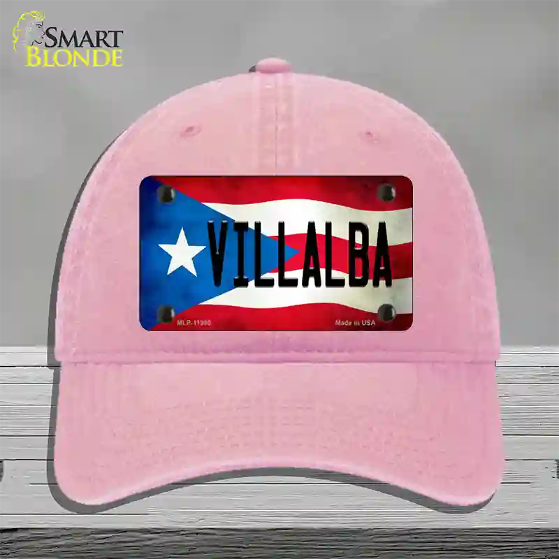 Villalba Puerto Rico Flag Novelty License Plate Hat Unconstructed Cotton / Pink