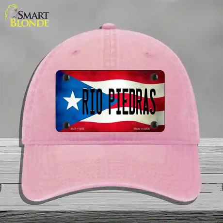 Rio Piedra Puerto Rico Flag Novelty License Plate Hat Unconstructed Cotton / Pink