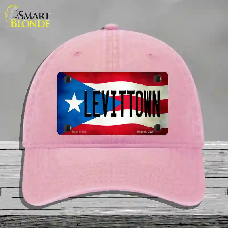 Levittown Puerto Rico Flag Novelty License Plate Hat Unconstructed Cotton / Pink