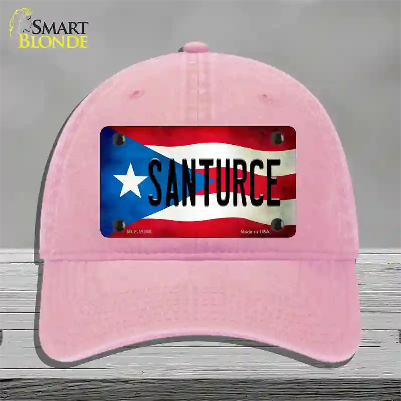 Santurce Puerto Rico Flag Novelty License Plate Hat Unconstructed Cotton / Pink