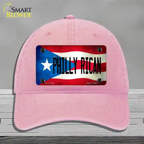 Philly Rican Puerto Rico Flag Novelty License Plate Hat Unconstructed Cotton / Pink